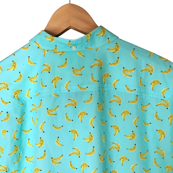 Chubbies Banana Button Front Short Sleeve Green Yellow Shirt Tropical Men's XL - Picture 9 of 11